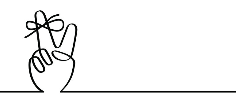 Victory sign language peace. V finger for freedom. Peace day symbol. Vector icon or pictogram. Hand gesture line art. Knot, ribbon on index your fingers, "Don't Forget.  Cartoor knot in your finger. 