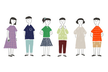 一列に並ぶ子供たち