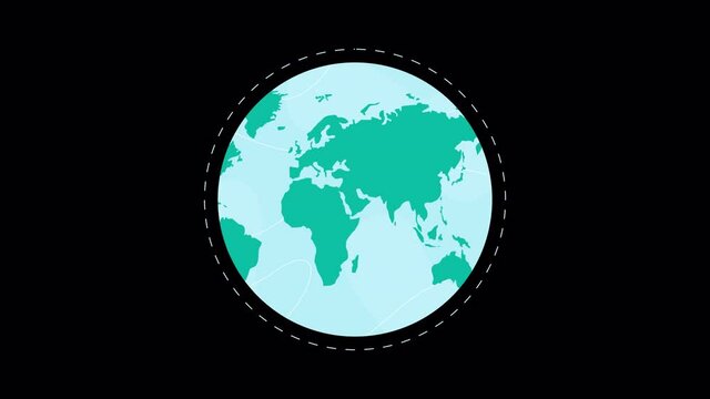 globe spinning animation with ALPHA channel. 2d flat cartoon style. abstract planet Earth's orbit. animated template for design and explainer video