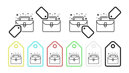 Bag briefcase vector icon in tag set illustration for ui and ux, website or mobile application