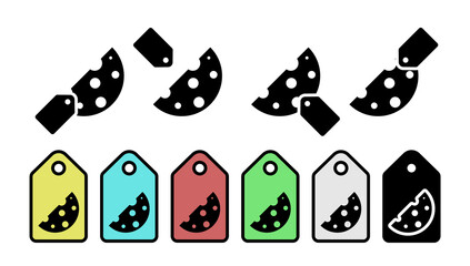 Cheese, food, ingredient vector icon in tag set illustration for ui and ux, website or mobile application