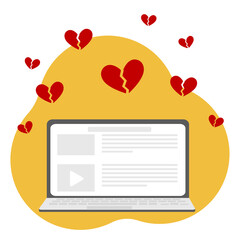 Online dating concept. Registration on the dating site. Articles with advice about online dating.