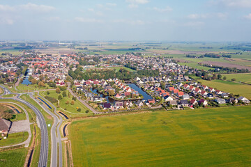 Fototapeta na wymiar Aerial from the village Stiens in Friesland the Netherlands