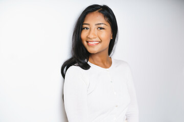 nice white background portrait of beautiful young black woman
