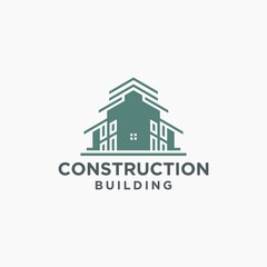 Building construction business logo in brown color. geometric line logo. real estate logo template vector icon design