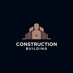 Fototapeta premium Building construction business logo in brown color. geometric line logo. real estate logo template vector icon design