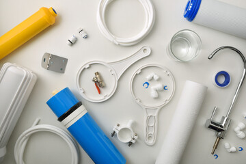 Supply of tools and parts for reverse osmosis equipment top - obrazy, fototapety, plakaty