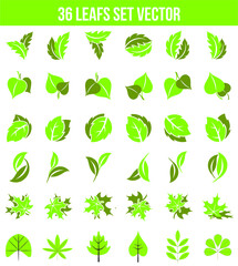 set of icons logo leaf
