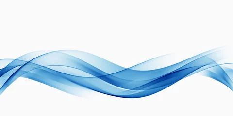 Fotobehang Blue wave. Blue abstract wave flow, vector abstract design element. © lesikvit