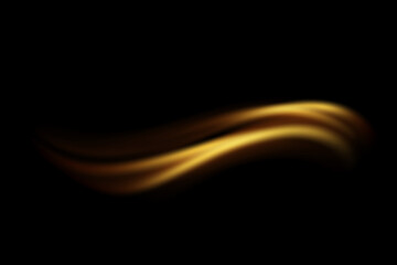 Abstract golden waves. Vector design element of shiny gold moving lines with glitter effect on dark background for greeting card, discount coupon, banner, flyer, poster and web design.