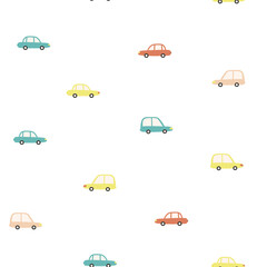 Seamless pattern of cute cars for kids