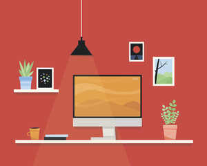 Working from home concept home office vector
