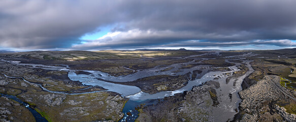 glacial river in the southern highlands of iceland