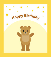 This is a card for a birthday with a cute bear and balloons.