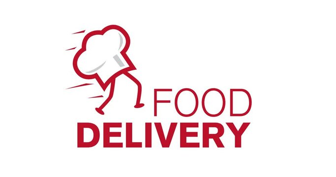 Animated video logo of food delivery, courier delivery