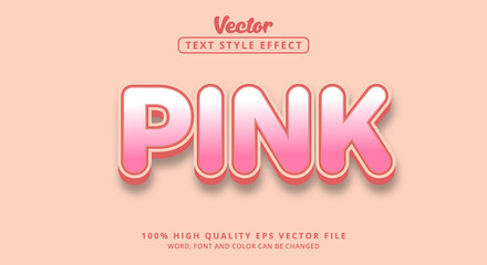 Editable text effect, Pink text on modern soft light color style
