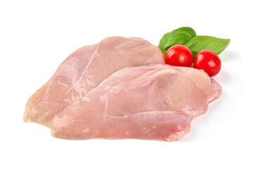 Raw chicken breast, isolated on white background. High resolution image.