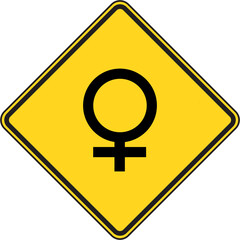 Panneau jaune attention signe féminin