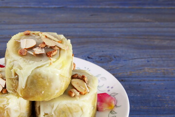 traditional Popular Indian gujarati sweet food surti ghari in plate