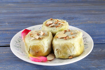 traditional Popular Indian gujarati sweet food surti ghari in plate