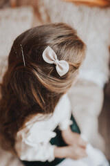 bows on the hair of the girl. girl