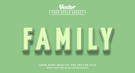 Editable text effect, Family text color green on layered multicolor style