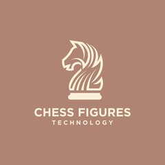 Chess king design, chess piece icon. board game, isolated on blue and white background, modern chess logo