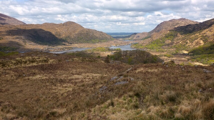 Fototapeta na wymiar ladies view in Kerry mountains ireland at summer time travel