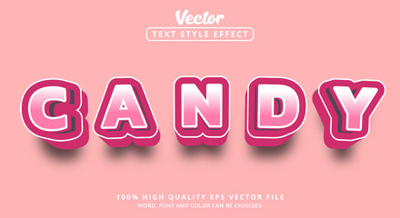 Candy text with color pink , Editable text effect