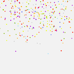 Dots on isolated backdrop. Random falling sequins with metallic shimmer. Vector illustration.