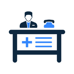 Medical help, receptionist icon. Simple editable vector illustration.