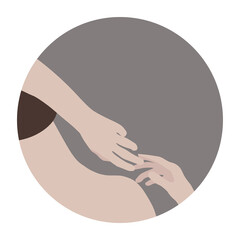 Circle icon with neck and hands