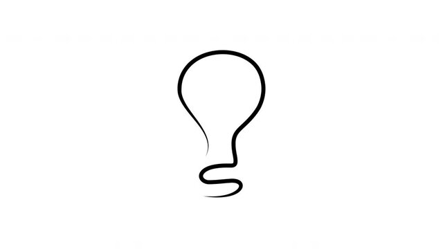 Animation of thin line light bulb icon hand drawn. Simple idea sign concept