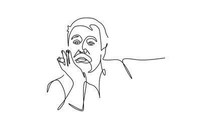 continuous drawing with one line the face of a man with a cigar in his hand