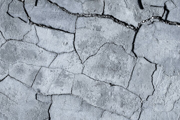 Crack on the wall. Broken concrete slab. Ruins after the crash.