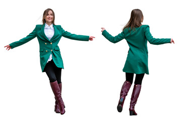 Fototapeta premium set of young atractive dancing women isolated over white background, full lenght, various poses