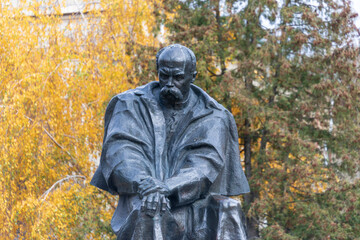 Monument to Ukrainian poet Taras Shevchenko in the park
