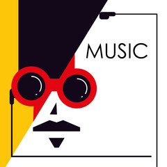 Abstract portrait of a man in headphones and glasses - vector illustration.