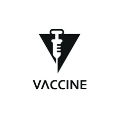 Initials V Triangle Logo Design Syringe Icon Covid 19 Vaccine Vector Concept 