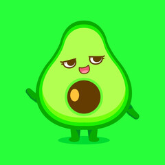 cartoon avocado fruit character vector