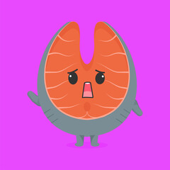 cute fish meat character vector