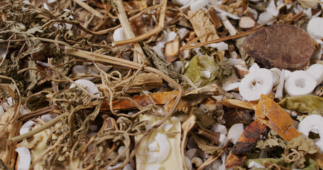 Traditional chinese herbal medicine close up