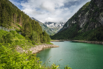 Fototapeta na wymiar Stillup mountain Lake in Sommertime, Austria, Tyrol