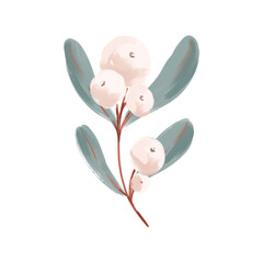 Kawaii texture watercolor gouache winter berry sprigs holly textural digital art. Print for stickers, tattoos, banners, posters, cards, web, wrapping paper, fabrics.
