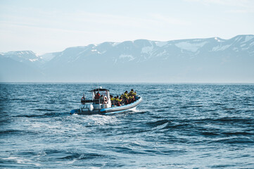 Whale Watching in Island Fischfang Boot auf dem Meer