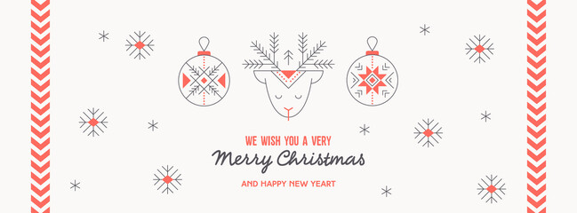 Christmas Deer Facebook Cover for social networking Media, Line Art