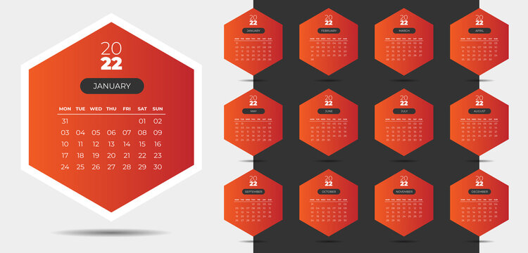 Calendar 2022 template planner vector diary in a minimalist style