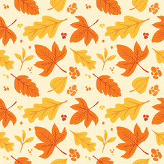 Autumn leaves Illustration pattern Vector