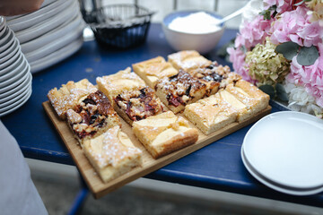 Tasty cake buffet at a wedding reception