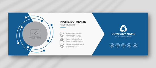 Corporate, Modern & Professional Email Signature. Flat multipurpose business email signatures with author photo place vector banner.